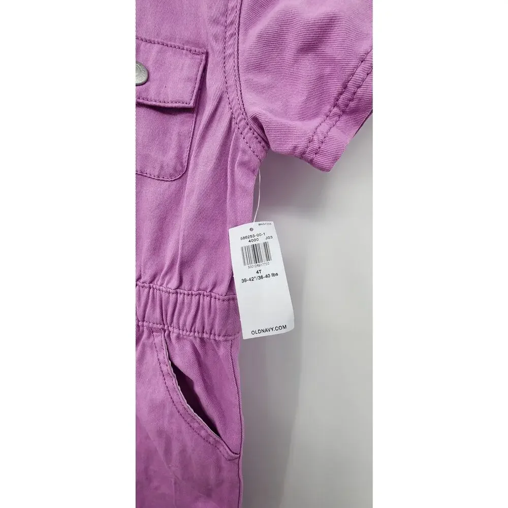 New NWT Old Navy Girls One Piece Purple‎ Denim Jumpsuit Size 4T